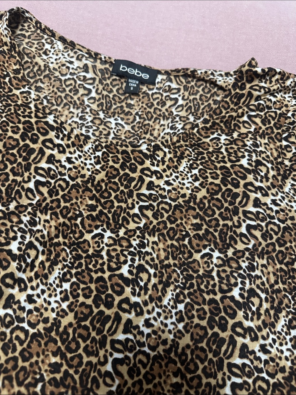 Y2K bebe Brown Leopard-Print Long Sleeve Top